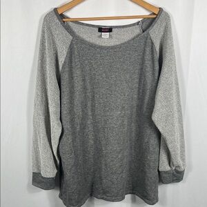 Krush Gray Knit Top Women’s 3X Long Sleeve Stretchy Made in USA‎ Machine Wash
